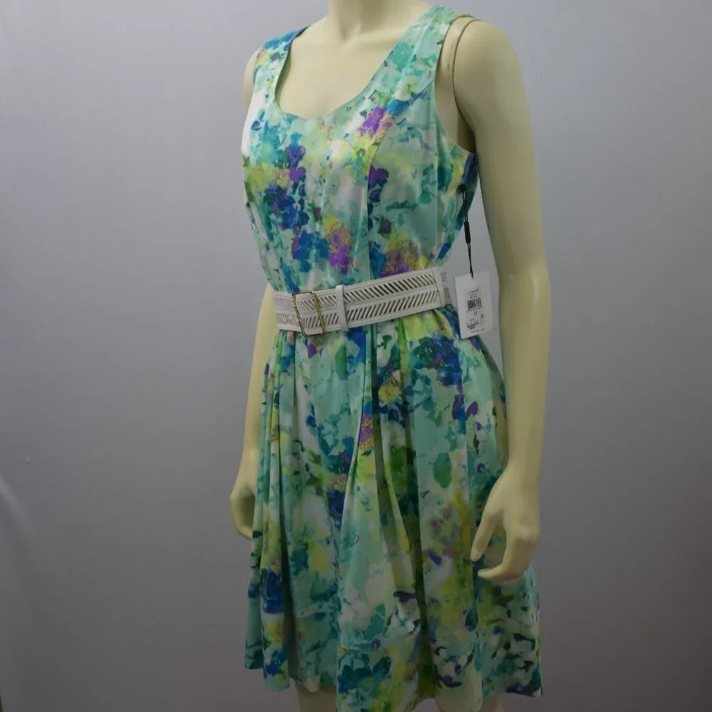 CALVIN KLEIN YELLOW‎ BELTED WOMEN'S DRESS SZ 10 NEW